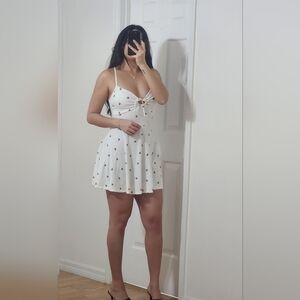 Joe & Elle Ivory Mini Dress with Burgundy Floral Accents